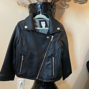 Faux leather toddler black jacket